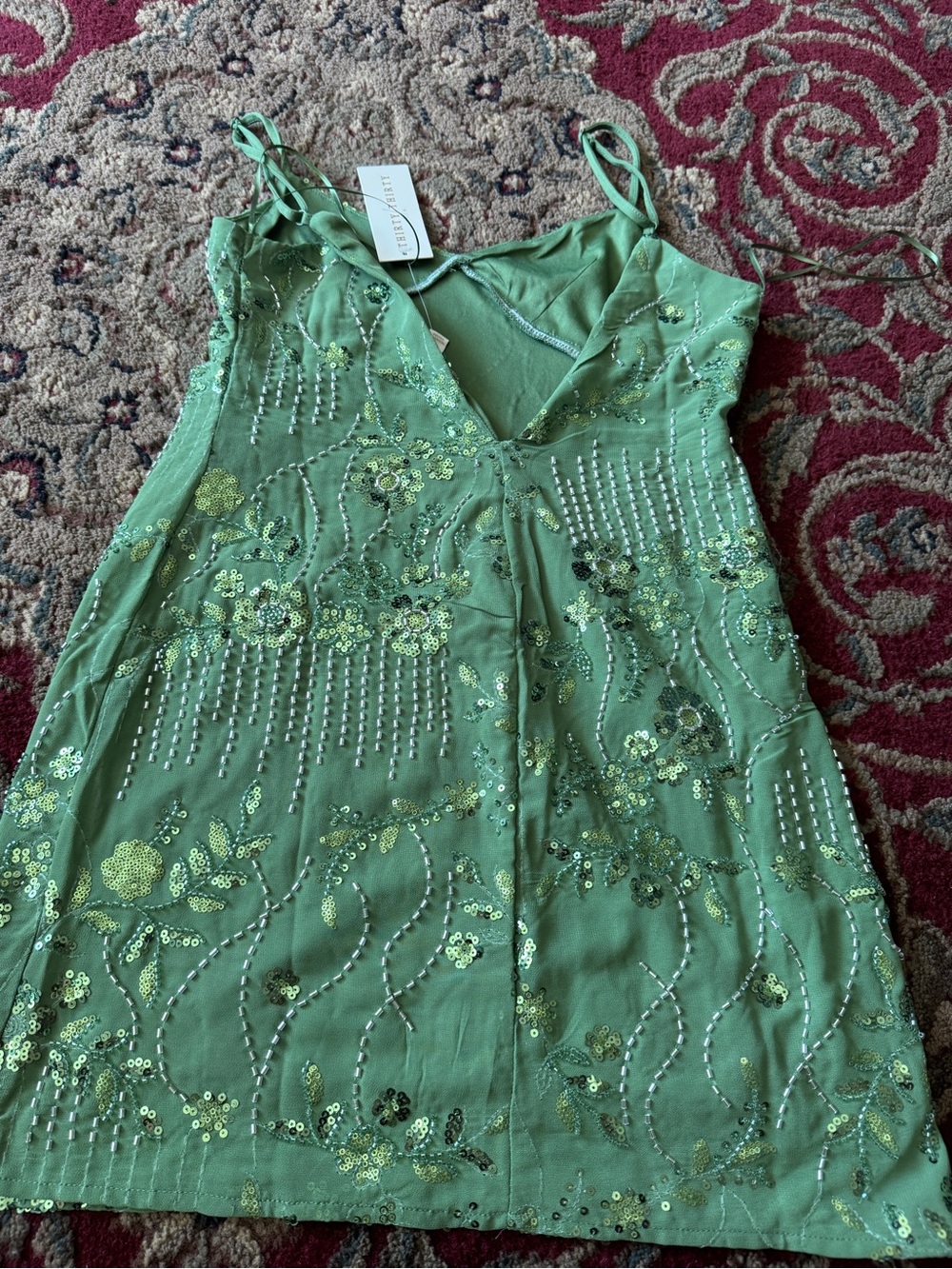 Beaded Mint Green Floral Sequin Camisole